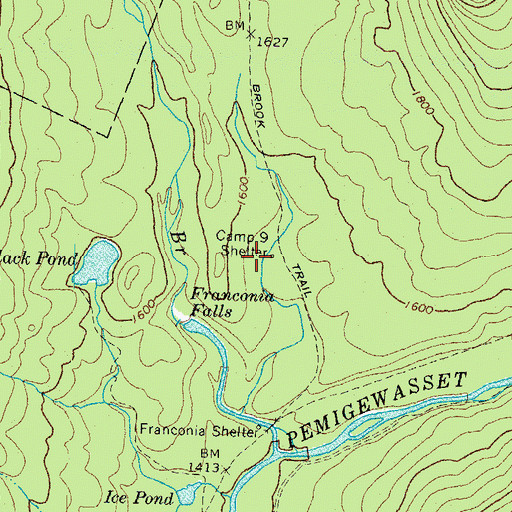 Topographic Map of Camp 9 Shelter, NH