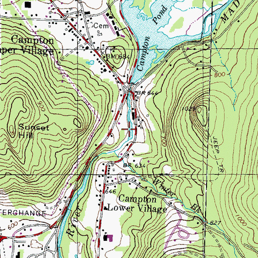 Topographic Map of Campton Lower Village, NH