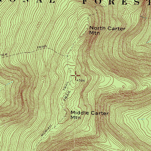 Topographic Map of Carter Moriah Trail, NH