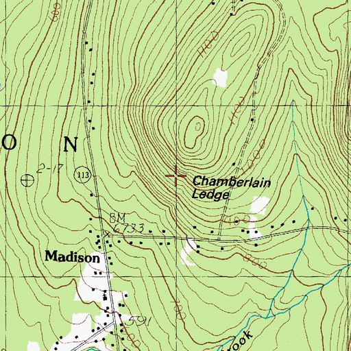Topographic Map of Chamberlain Ledge, NH
