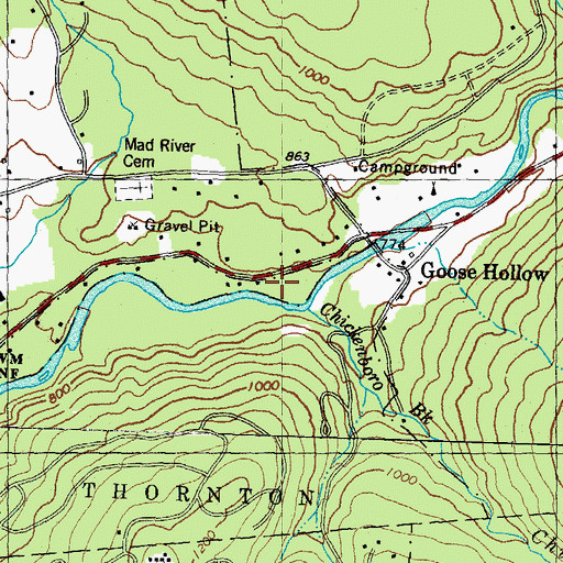 Topographic Map of Chickenboro Brook, NH