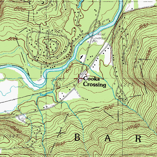 Topographic Map of Cooks Crossing, NH