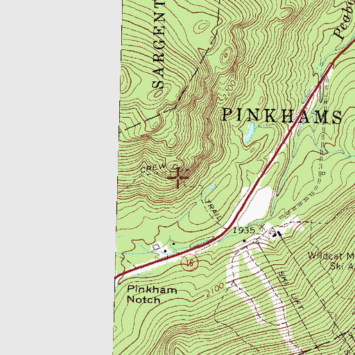 Topographic Map of Crew Cut Trail, NH