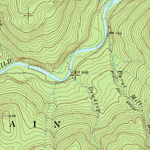 Topographic Map of Dewdrop Brook, NH
