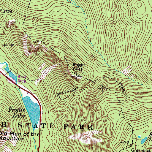 Topographic Map of Eagle Cliff, NH