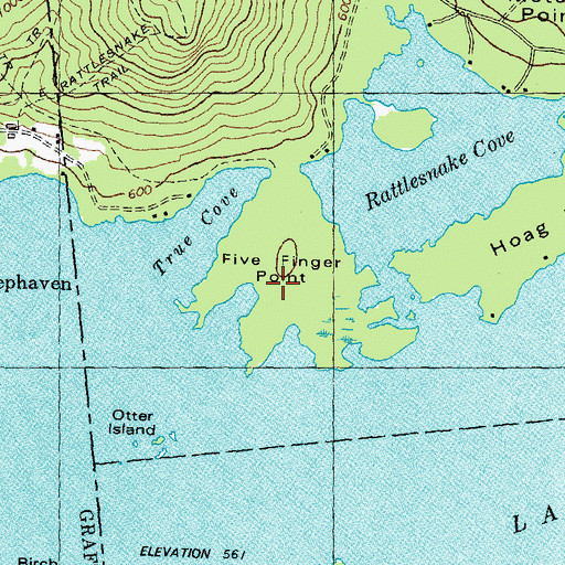 Topographic Map of Five Finger Point, NH
