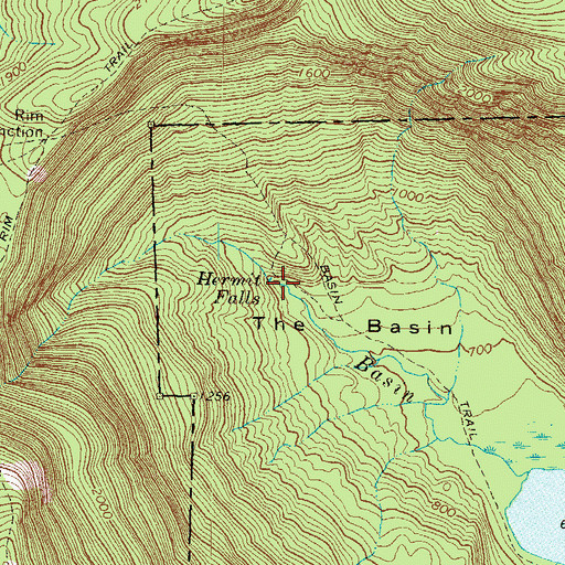 Topographic Map of Hermit Falls, NH