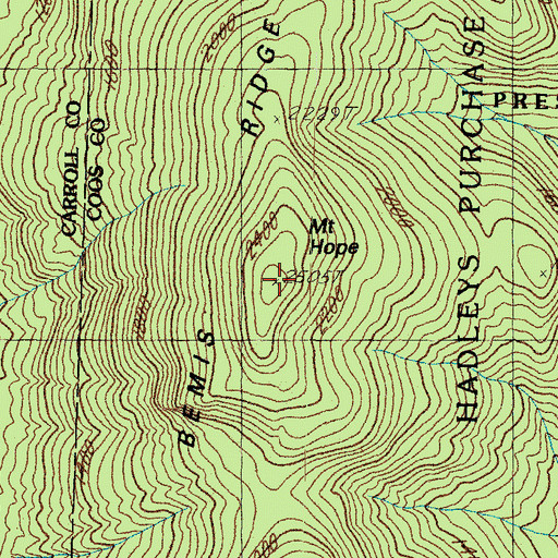 Topographic Map of Mount Hope, NH