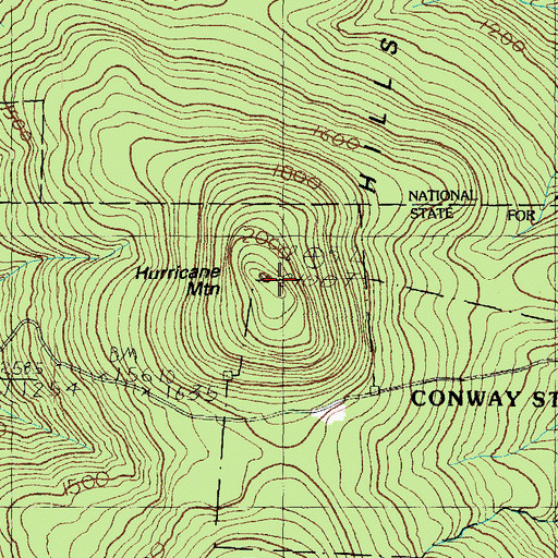 Topographic Map of Hurricane Mountain, NH
