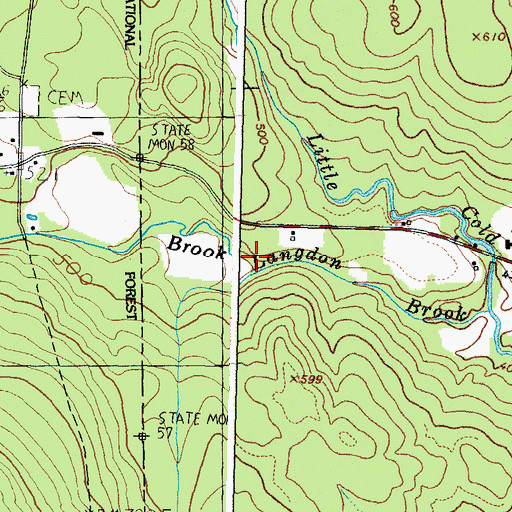 Topographic Map of Langdon Brook, NH
