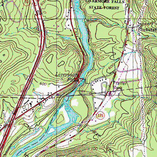 Topographic Map of Livermore Falls, NH