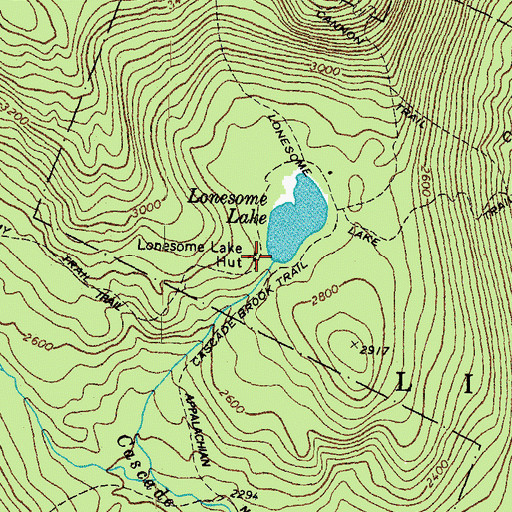 Topographic Map of Lonesome Lake Hut, NH
