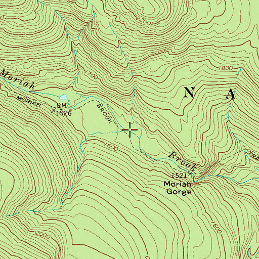 Topographic Map of Moriah Brook Trail, NH