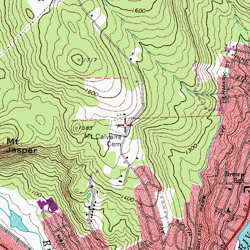 Topographic Map of Mount Calvaire Cemetery, NH