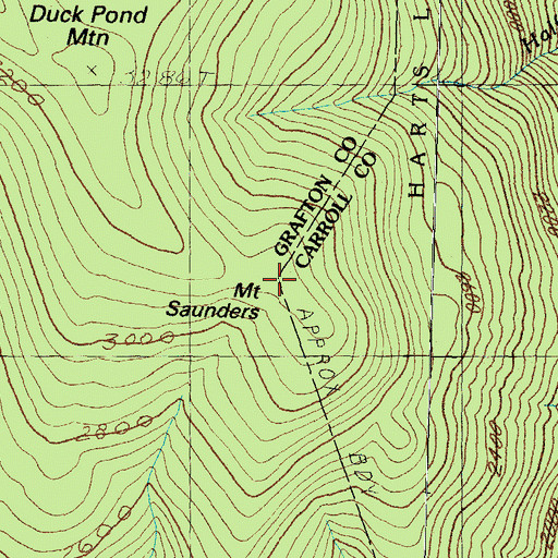 Topographic Map of Mount Saunders, NH
