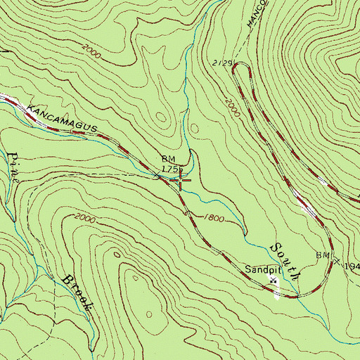 Topographic Map of North Fork Hancock Branch, NH