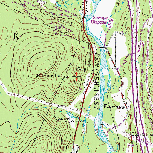 Topographic Map of Parker Ledge, NH