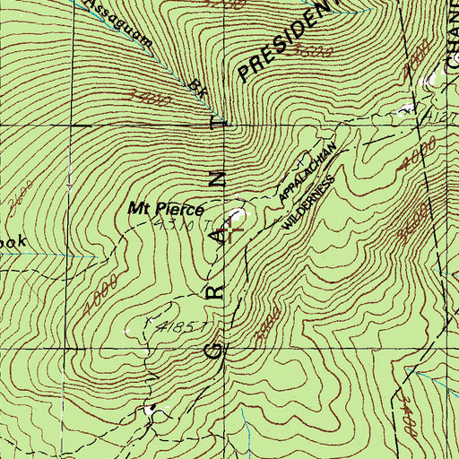 Topographic Map of Mount Pierce, NH