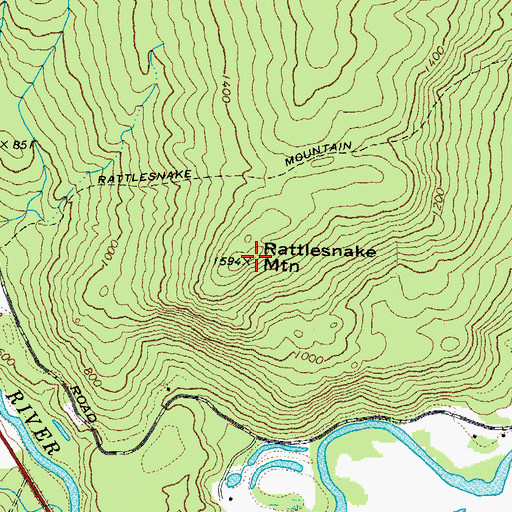 Topographic Map of Rattlesnake Mountain, NH