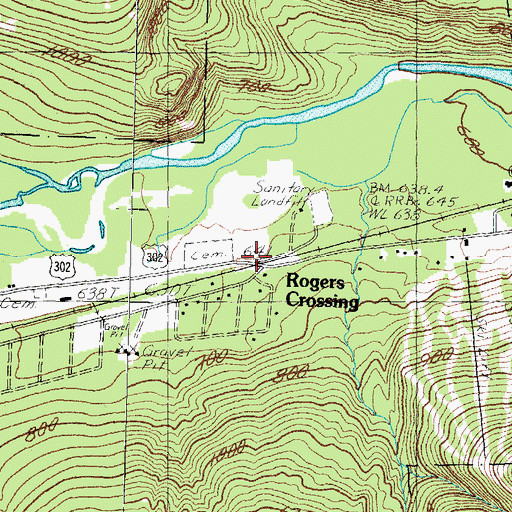 Topographic Map of Rogers Crossing, NH