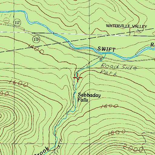 Topographic Map of Sabbaday Falls, NH