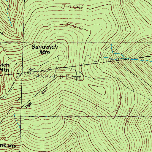 Topographic Map of Sandwich Mountain Trail, NH