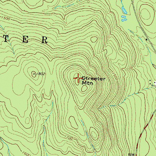 Topographic Map of Streeter Mountain, NH