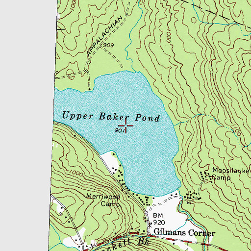 Topographic Map of Upper Baker Pond, NH