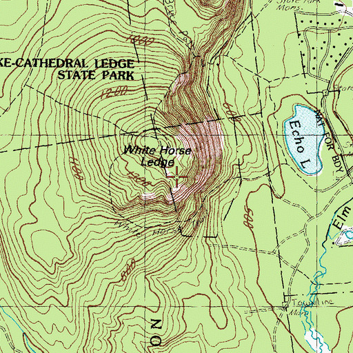 Topographic Map of White Horse Ledge, NH
