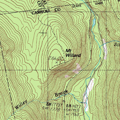 Topographic Map of Mount Willard, NH