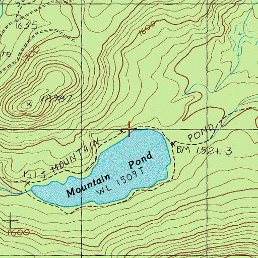 Topographic Map of Mountain Pond Shelter, NH