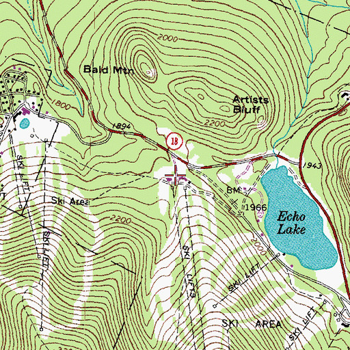 Topographic Map of Mittersill Alpine Resort, NH