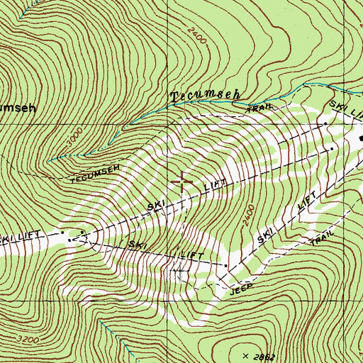 Topographic Map of Mount Tecumseh Ski Area, NH
