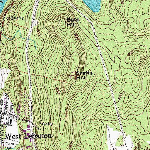 Topographic Map of WTSL-FM (Hanover), NH