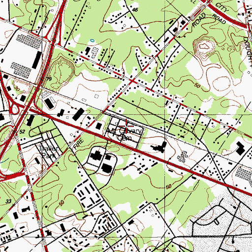 Topographic Map of Mount Calvary Cemetery, NJ