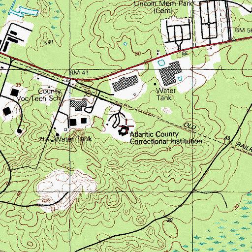 Topographic Map of Gerald L Gormley Justice Facility, NJ