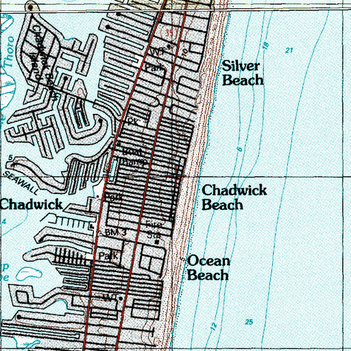 Topographic Map of Chadwick Beach, NJ
