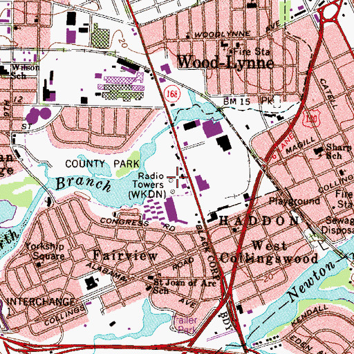 Topographic Map of WTMR Radio Tower (Conway), NJ