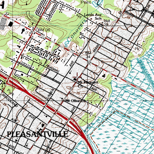 Topographic Map of Mount Pleasant Church, NJ