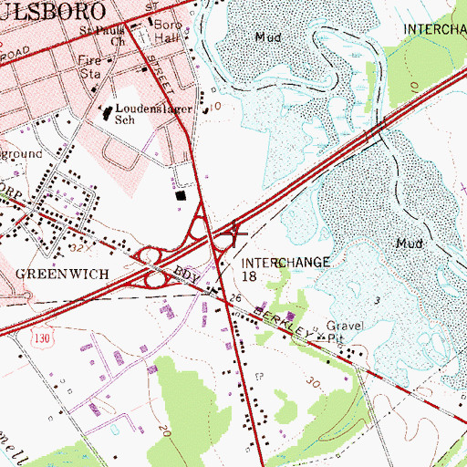 Topographic Map of Interchange 18, NJ