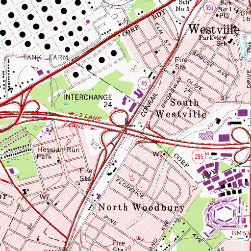 Topographic Map of Interchange 24, NJ