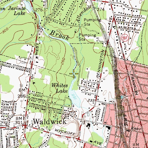 Topographic Map of Allendale Brook, NJ