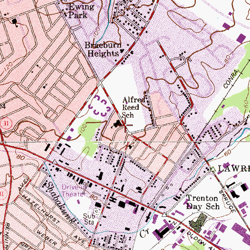 Topographic Map of Alfred Reed School, NJ