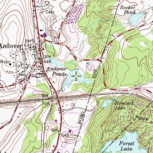 Topographic Map of Andover Ponds, NJ