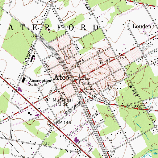 Topographic Map of Atco, NJ