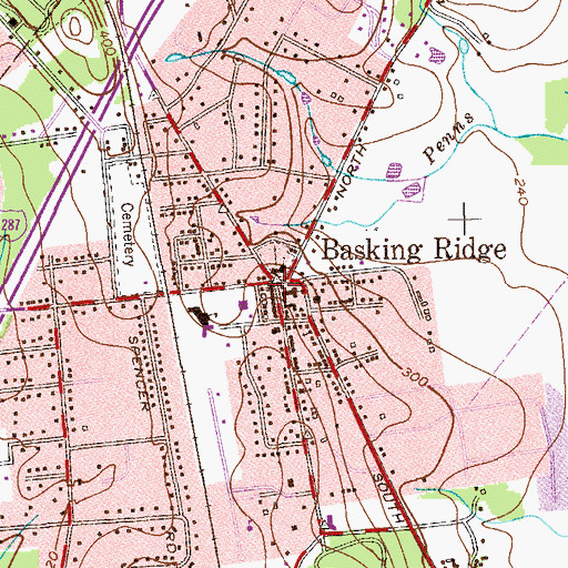 Topographic Map of Basking Ridge, NJ