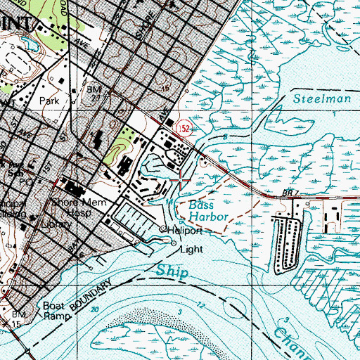 Topographic Map of Bass Harbor, NJ