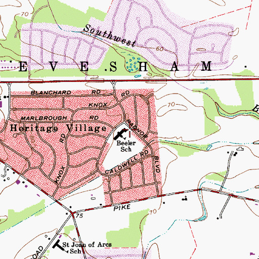 Topographic Map of Beeler Elementary School, NJ