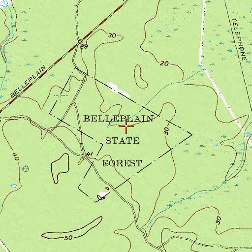 Topographic Map of Belleplain State Forest, NJ