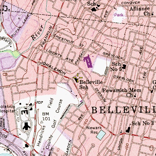 Topographic Map of Number 7 Elementary School, NJ